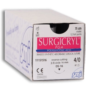 SMI Surgicryl PGA Sutures 4/0 DS 19mm 3/8C 75cm (12)