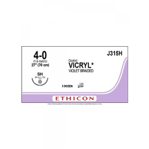 ETHICON Vicryl Sutures J315H 4-0 SH 26mm 70cm (36) Violet