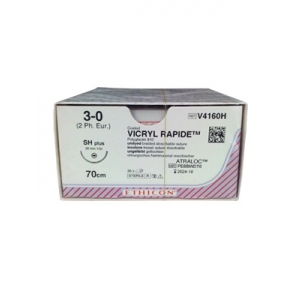 ETHICON Vicryl Rapide Suture V4160H 3-0 26mm SH 1/2C 70cm (36) Undyed