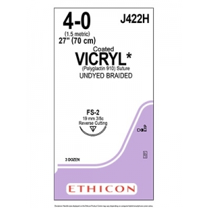 ETHICON Vicryl Suture J422H 4-0 FS-2 19mm 3/8C 70cm (36) Undyed