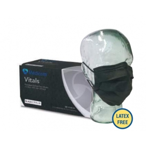 MEDICOM Vitals Black Earloop Masks (50)