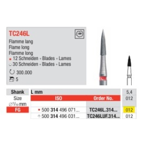 EDENTA TC FINISHING BUR FG TC246L.314.012 (5) Fine Red Band