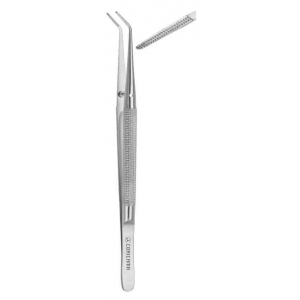 CORICAMA Tweezer De Bakey Atrauma Mini Angled Grooved Curved 155mm