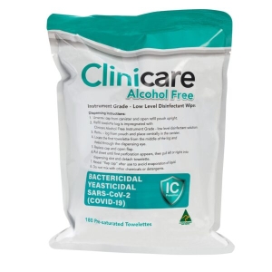 CLINICARE Alcohol Free HG Disinfectant Towelette Refill (180) 15x17cm (now DL2321R)