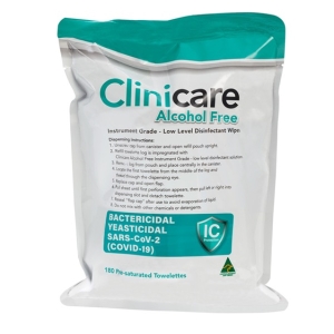 Clinicare Alcohol Free IG Disinfectant Wipe Refill (180) 15x17cm