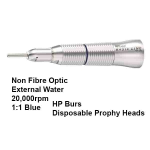 MK-DENT Basic Line Non-Optic Straight Handpiece 1:1 External Water Blue Band