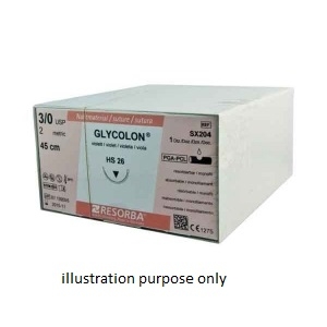 RESORBA Glycolon Suture 3-0 DS18 3/8C 18mm 45cm (24) Violet PB41413