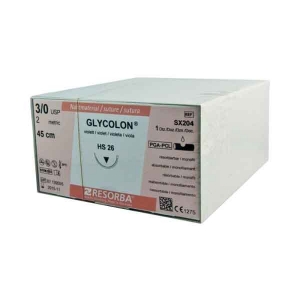 RESORBA Glycolon Suture 3-0 HS26 1/2C 26mm 45cm (12) Violet SX204