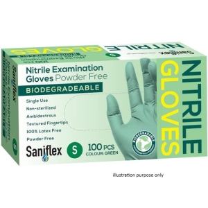 SANIFLEX Biodegradable Large Nitrile Glove (100) Green Powder Free