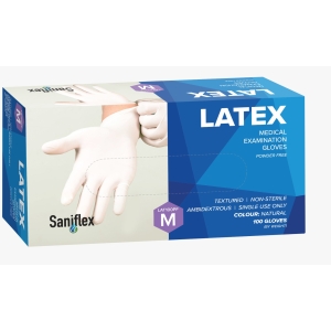 Saniflex Latex Examination Gloves Medium (100) Powder Free