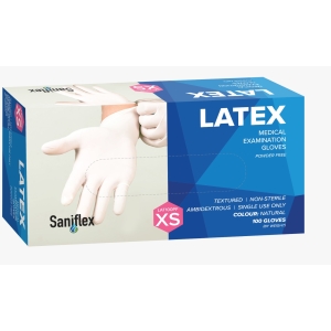 Saniflex Latex Examination Gloves Extra Small (100) Powder Free