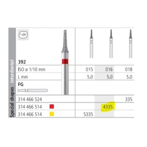 INTENSIV Diamond Bur FG 4335 (6) 392-016 Fine Red