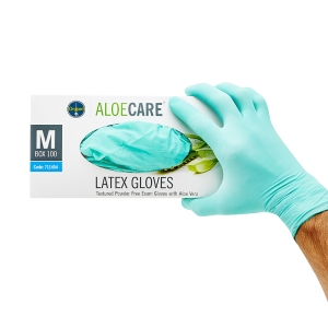 ALOECARE Gloves Medium (100) Latex -Green